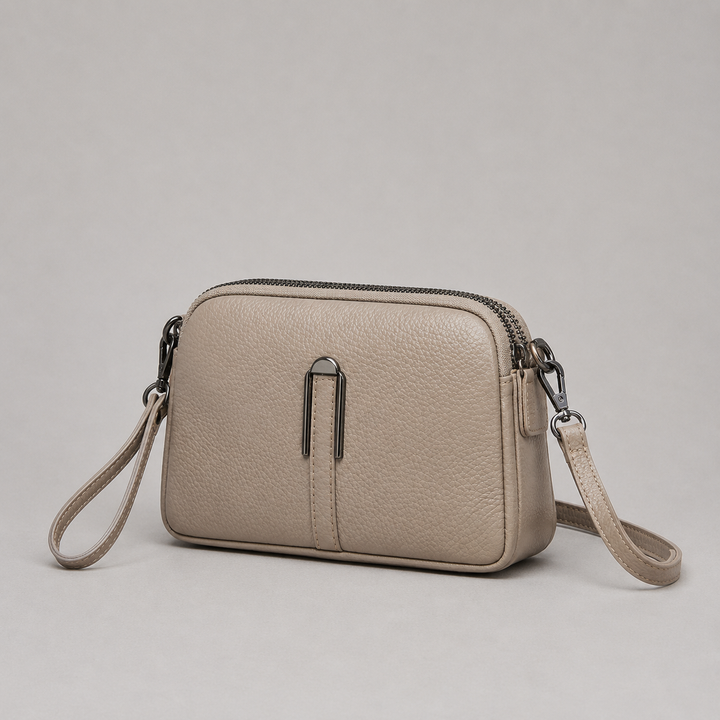 Brooke | Pebbled Crossbody Bag Double Zip Wristlet Strap