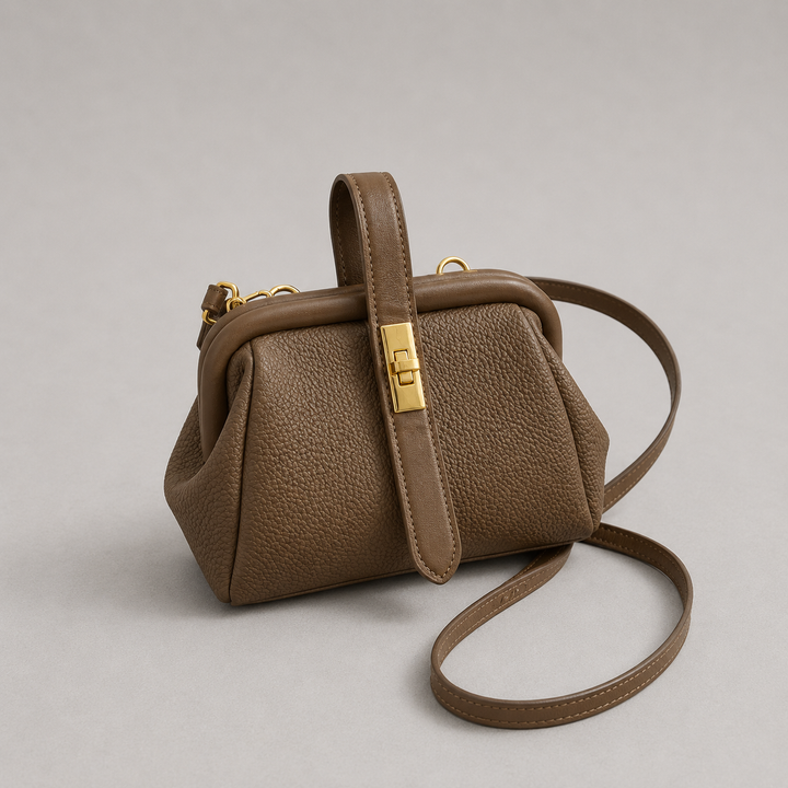 Sloane | Pebbled Frame Bag Gold Clasp Crossbody
