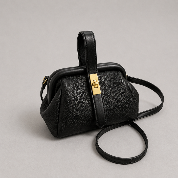 Sloane | Pebbled Frame Bag Gold Clasp Crossbody