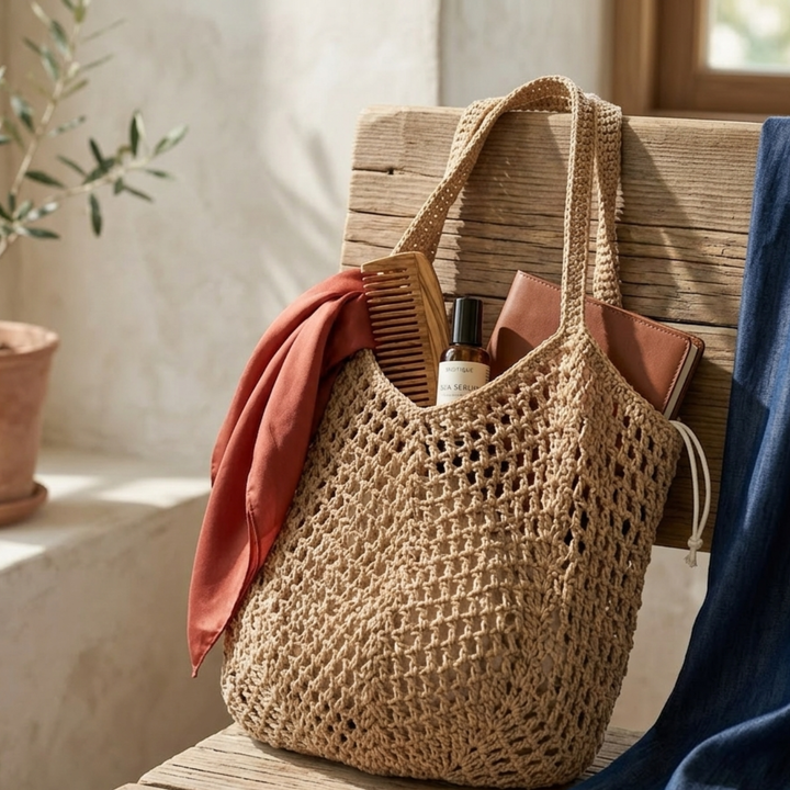 Willa | Hand-Knitted Hollow Woven Shoulder Bag