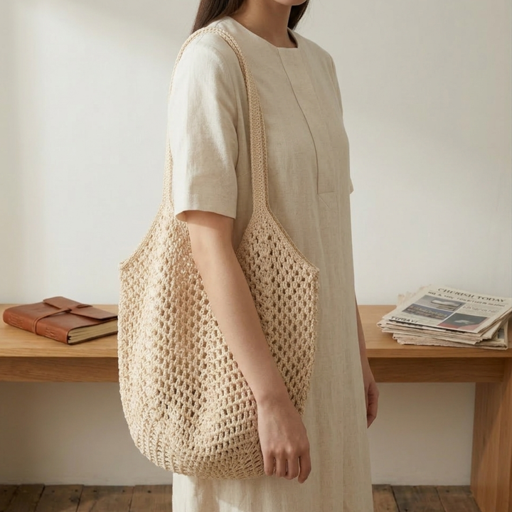 Willa | Hand-Knitted Hollow Woven Shoulder Bag