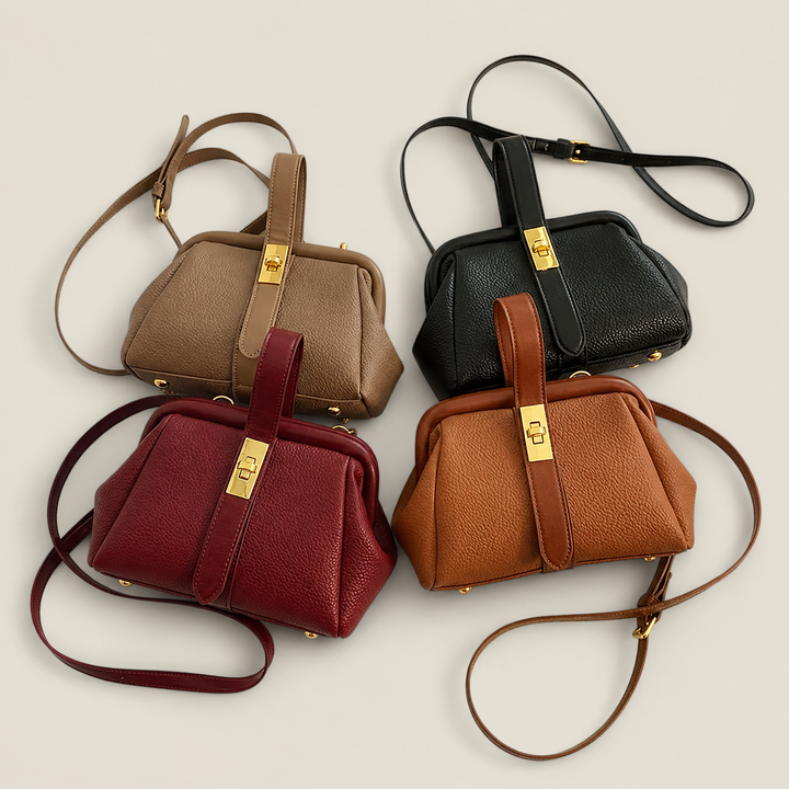 Sloane | Pebbled Frame Bag Gold Clasp Crossbody